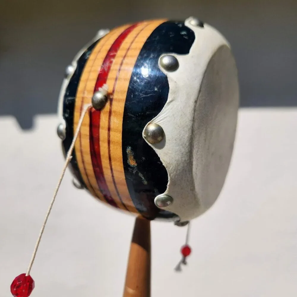 Vintage Mexican Spinner Drum Monkey Drum Rattle Souvenir Noise Maker Mexico Wood